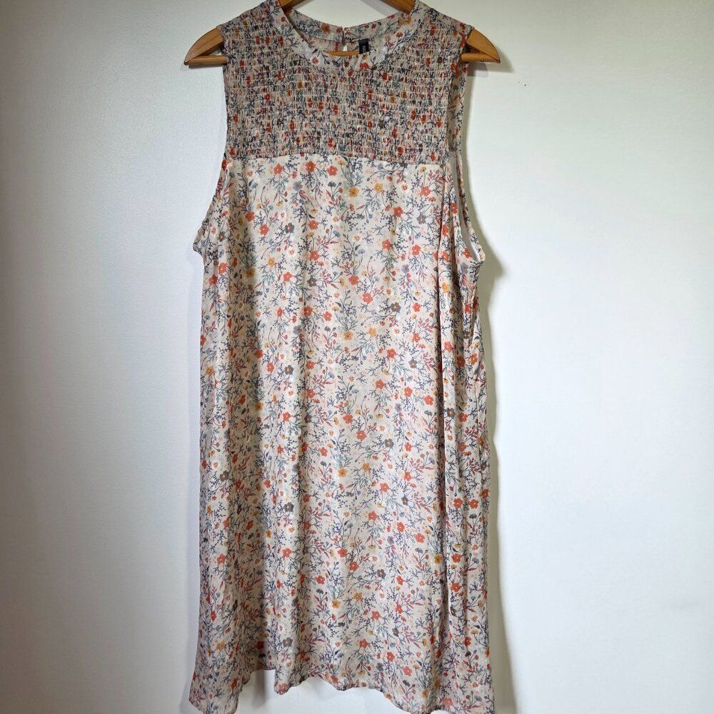 EUC MASSINI FLORAL SMOCKED SLEEVELESS FLOWY DRESS SIZE 1X